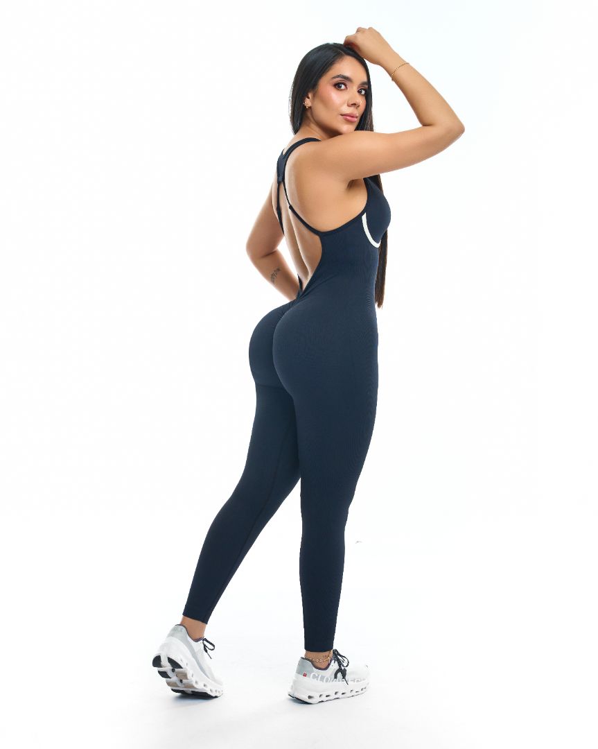 Enterizo largo seamless sesgo bitono push up